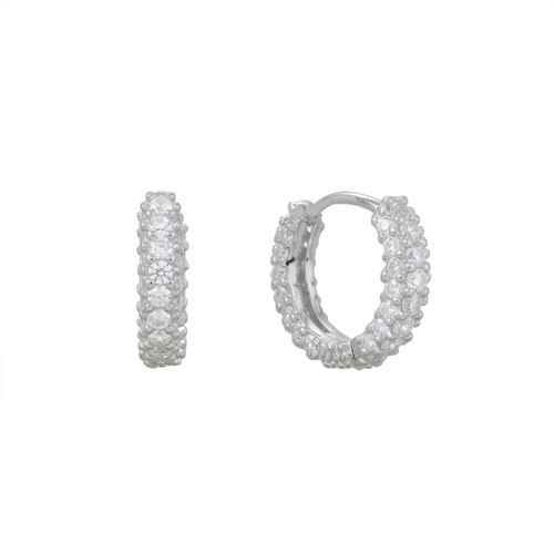 Image of Sterling Silver Dainty and Darling! Rhodium-plated CZ Click Hoop Earrings