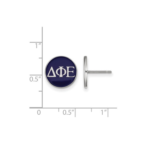 Sterling Silver Delta Phi Epsilon Enamel Post Earrings by LogoArt (SS031DPH)