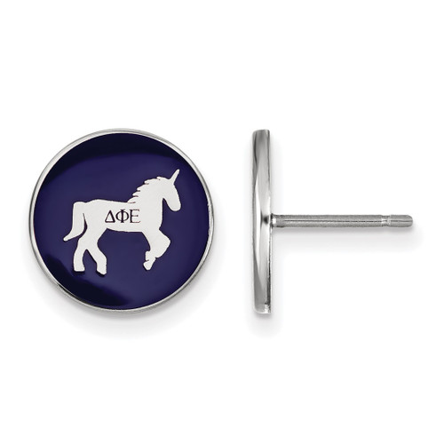 Sterling Silver Delta Phi Epsilon Enamel Post Earrings by LogoArt (SS046DPH)