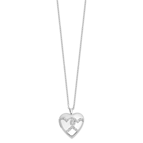 Image of Sterling Silver Diamond Mystique Double Heart Locket Pendant