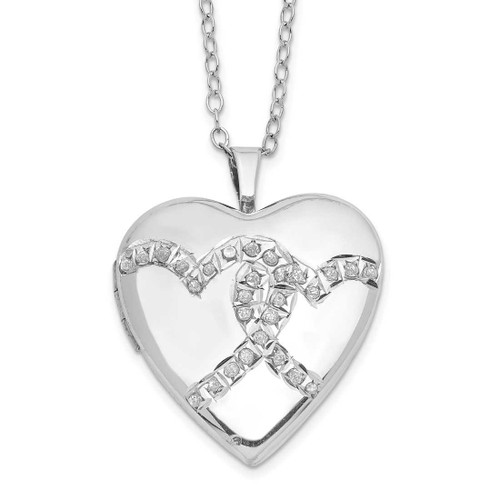 Image of Sterling Silver Diamond Mystique Double Heart Locket Pendant