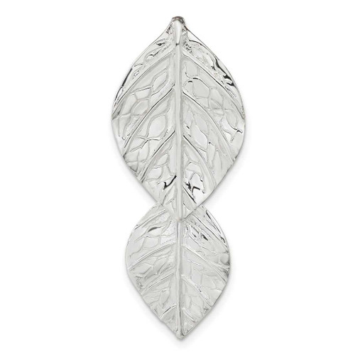 Image of Sterling Silver Double Leaf Textured Slide Pendant