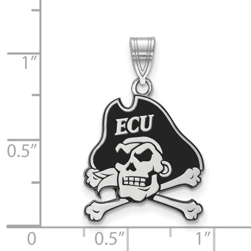 Image of Sterling Silver East Carolina University Large Enamel Pendant LogoArt (SS028ECU)