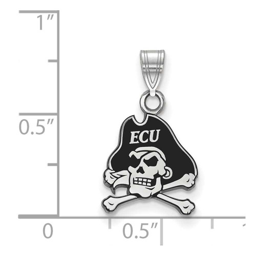 Image of Sterling Silver East Carolina University Small Enamel Pendant LogoArt (SS027ECU)