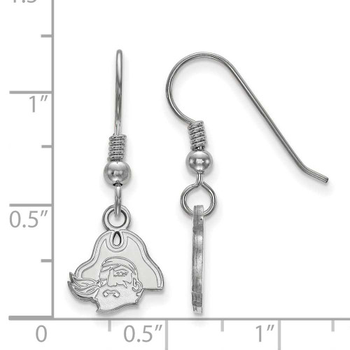 Image of Sterling Silver East Carolina University XSmall Dangle Earrings LogoArt SS044ECU