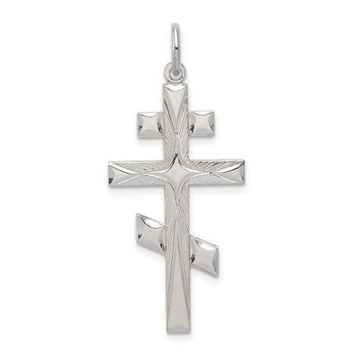 Image of Sterling Silver Eastern Orthodox Cross Pendant QC3374