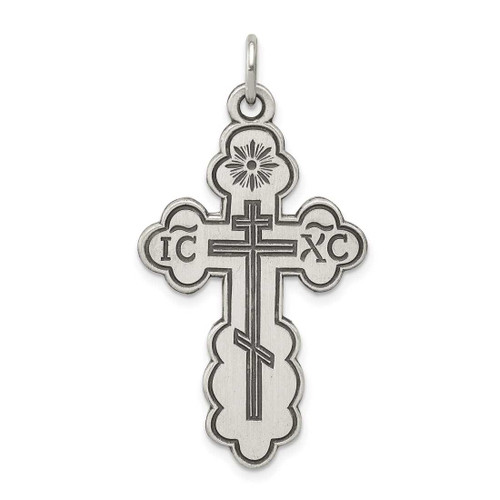 Image of Sterling Silver Eastern Orthodox Cross Pendant QC5233