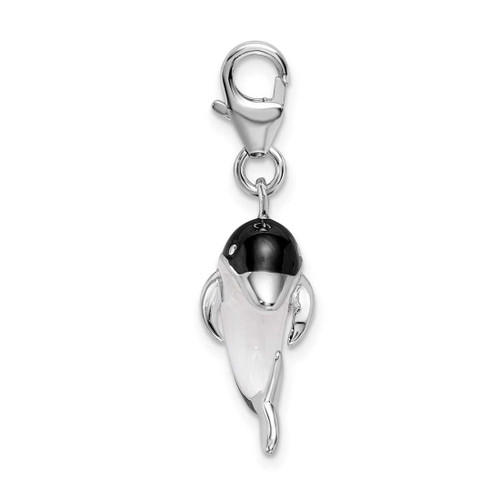 Image of Sterling Silver Enameled 3-D Dolphin w/ Lobster Clasp Charm