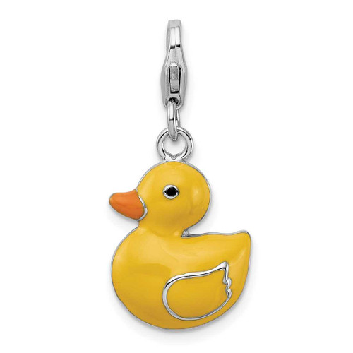 Image of Sterling Silver Enameled 3-D Duck w/ Lobster Clasp Charm