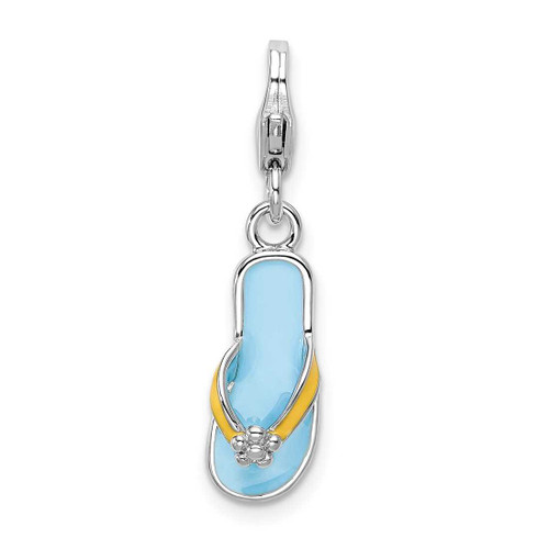 Image of Sterling Silver Enameled 3-D Flower Flip Flop w/ Lobster Clasp Charm