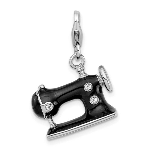 Image of Sterling Silver Enameled 3-D Sewing Machine w/ Lobster Clasp Charm