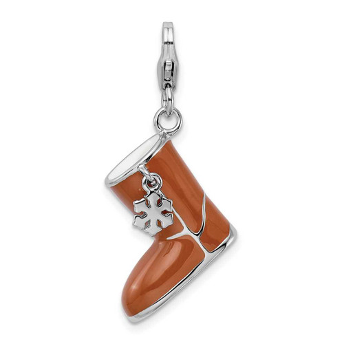 Image of Sterling Silver Enameled 3-D Snow Boot w/ Lobster Clasp Charm