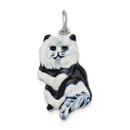 Image of Sterling Silver Enameled Black & White Cat Charm