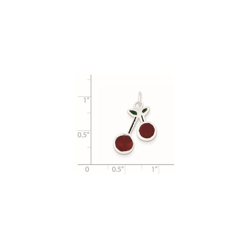 Image of Sterling Silver Enameled Cherries Charm