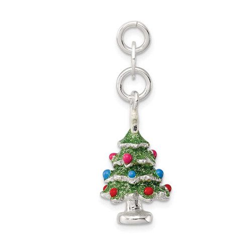 Image of Sterling Silver Enameled Christmas Tree Charm