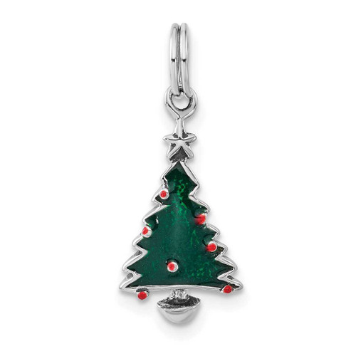Image of Sterling Silver Enameled Christmas Tree Charm QC3795