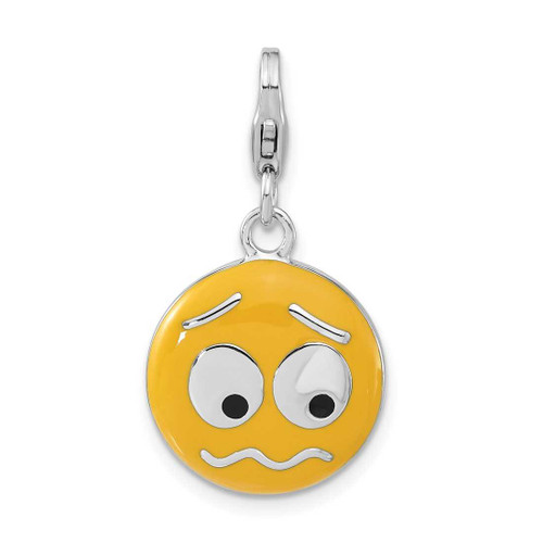 Image of Sterling Silver Enameled Confused Face w/ Lobster Clasp Charm