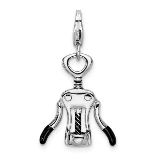 Image of Sterling Silver Enameled Cork Screw w/ Lobster Clasp Charm