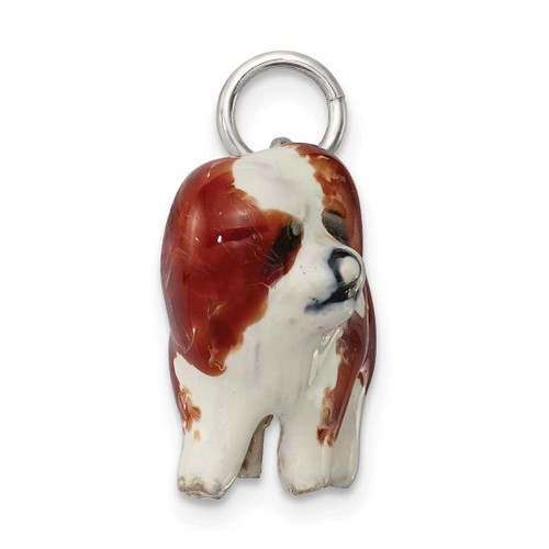 Image of Sterling Silver Enameled Coton De Tulear Dog Charm