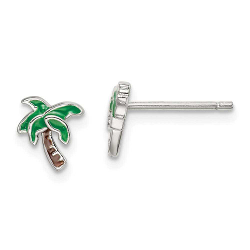 Image of Sterling Silver Enameled Palm Tree Post Earrings