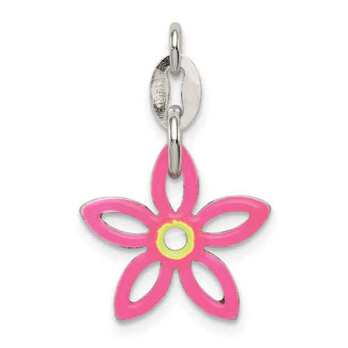Image of Sterling Silver Enameled Pink & Yellow Flower Charm