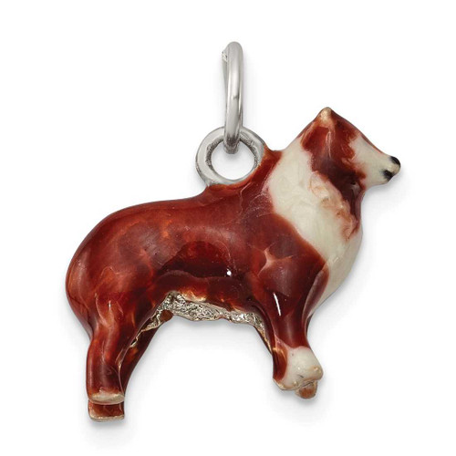 Image of Sterling Silver Enameled Small Collie Charm
