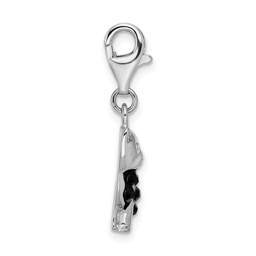 Image of Sterling Silver Enameled Synthetic Crystal Cat w/ Lobster Clasp Charm