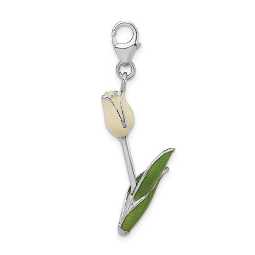Image of Sterling Silver Enameled Tulip Flower w/ Lobster Clasp Charm