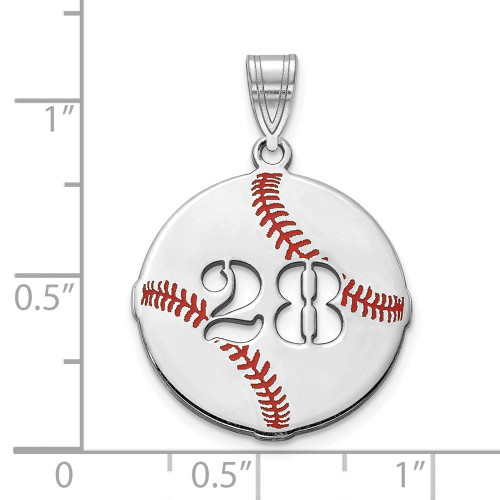 Image of Sterling Silver Epoxied Baseball Pendant with Number