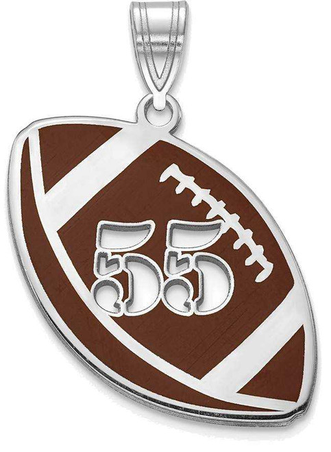 Image of Sterling Silver Epoxied Football Pendant with Number