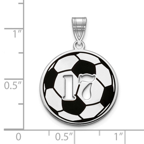 Image of Sterling Silver Epoxied Soccer Ball Pendant with Number