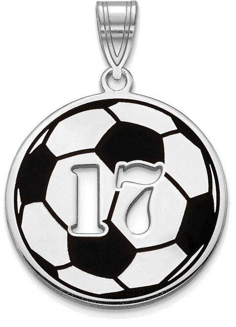 Image of Sterling Silver Epoxied Soccer Ball Pendant with Number
