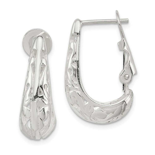 Image of 22mm Sterling Silver Filigree J Hoop Earrings
