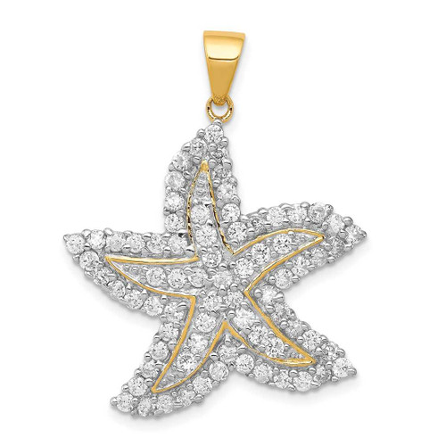 Image of Sterling Silver Flash Gold-Plated and CZ Starfish Pendant