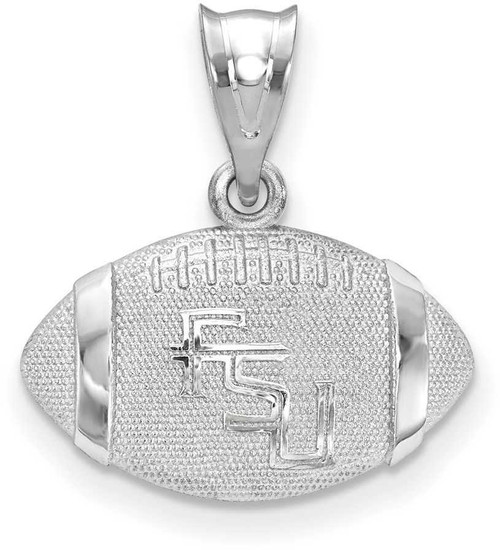 Image of Sterling Silver Florida State University 3D Football w/ Logo Pendant by LogoArt