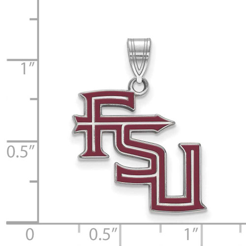 Image of Sterling Silver Florida State University Large Enamel Pendant LogoArt (SS090FSU)