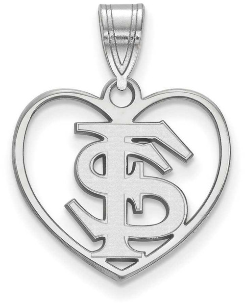 Image of Sterling Silver Florida State University Pendant in Heart by LogoArt