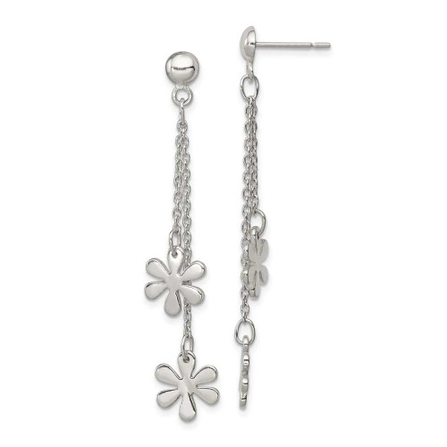 Image of 55mm Sterling Silver Flower Dangle Post Earrings