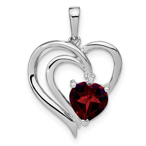 Image of Sterling Silver Garnet and Diamond Pendant PM7025-GA-001-SSA