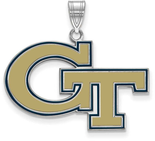 Image of Sterling Silver Georgia Institute of Technology Large Enamel Pendant by LogoArt