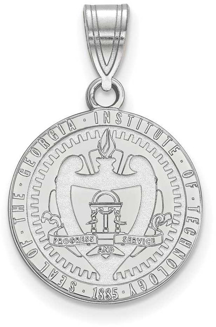 Image of Sterling Silver Georgia Institute of Technology Medium Crest Pendant by LogoArt