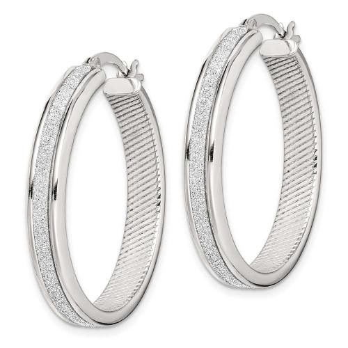 Image of 32.2mm Sterling Silver Glitter Infused Hoop Earrings QE14183