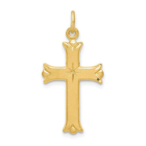 Image of Sterling Silver Gold Tone Shiny-cut Cross Pendant QC9693