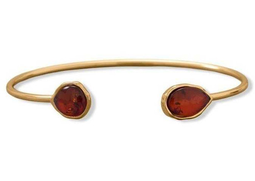 Image of Sterling Silver Gold-plated Amber Ends Cuff Bracelet