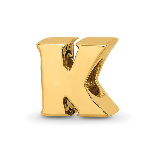 Sterling Silver Gold-plated Reflections Letter K Bead
