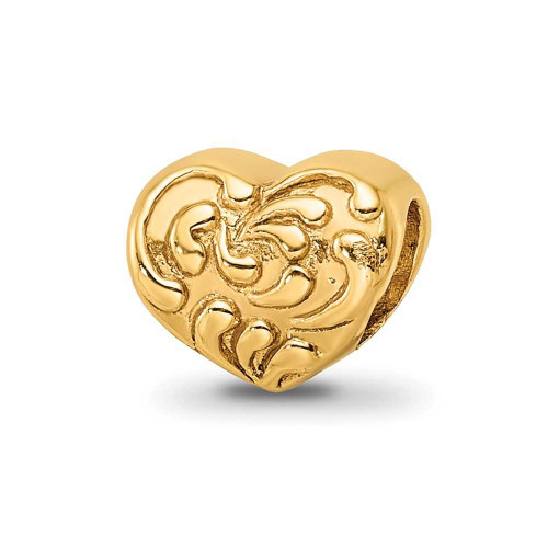 Image of Sterling Silver Gold-plated Reflections Scroll Heart Bead
