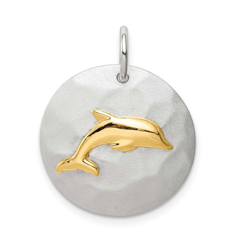 Image of Sterling Silver Gold-Tone Dolphin Brushed Charm
