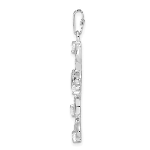 Image of Sterling Silver Green & Clear CZ Cross Pendant
