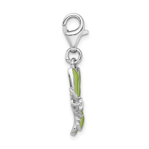 Sterling Silver Green Enameled & CZ Butterfly w/ Lobster Clasp Charm
