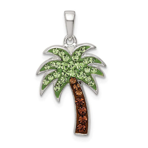 Image of Sterling Silver Green/Brown Preciosa Crystal Palm Tree Pendant